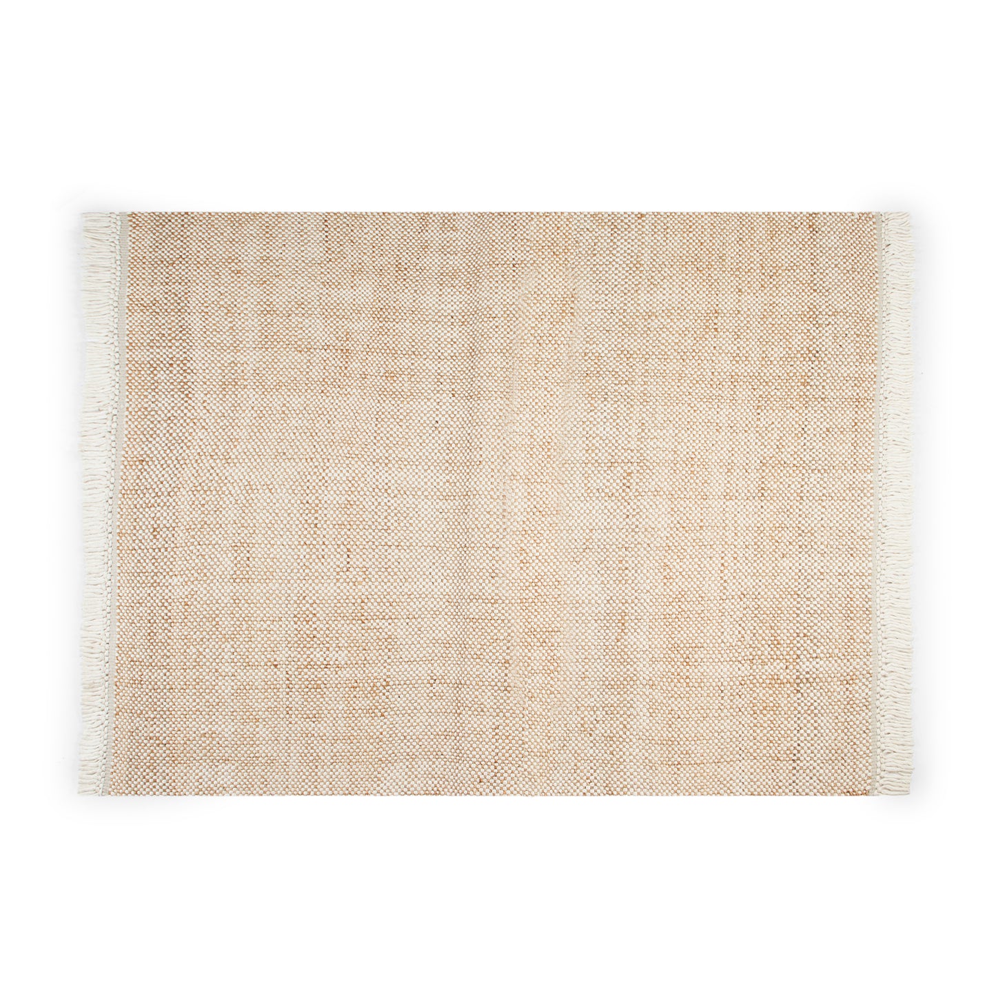 Jute-Wolle Teppich Natur | Handgefertigter Boho Teppich mit Fransen