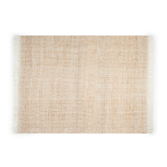 Jute-Wolle Teppich Natur | Handgefertigter Boho Teppich mit Fransen