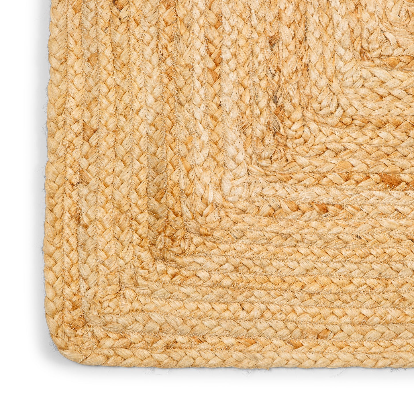 Rechteckiger Jute Teppich Natur | Boho Teppich mit Rahmenmuster