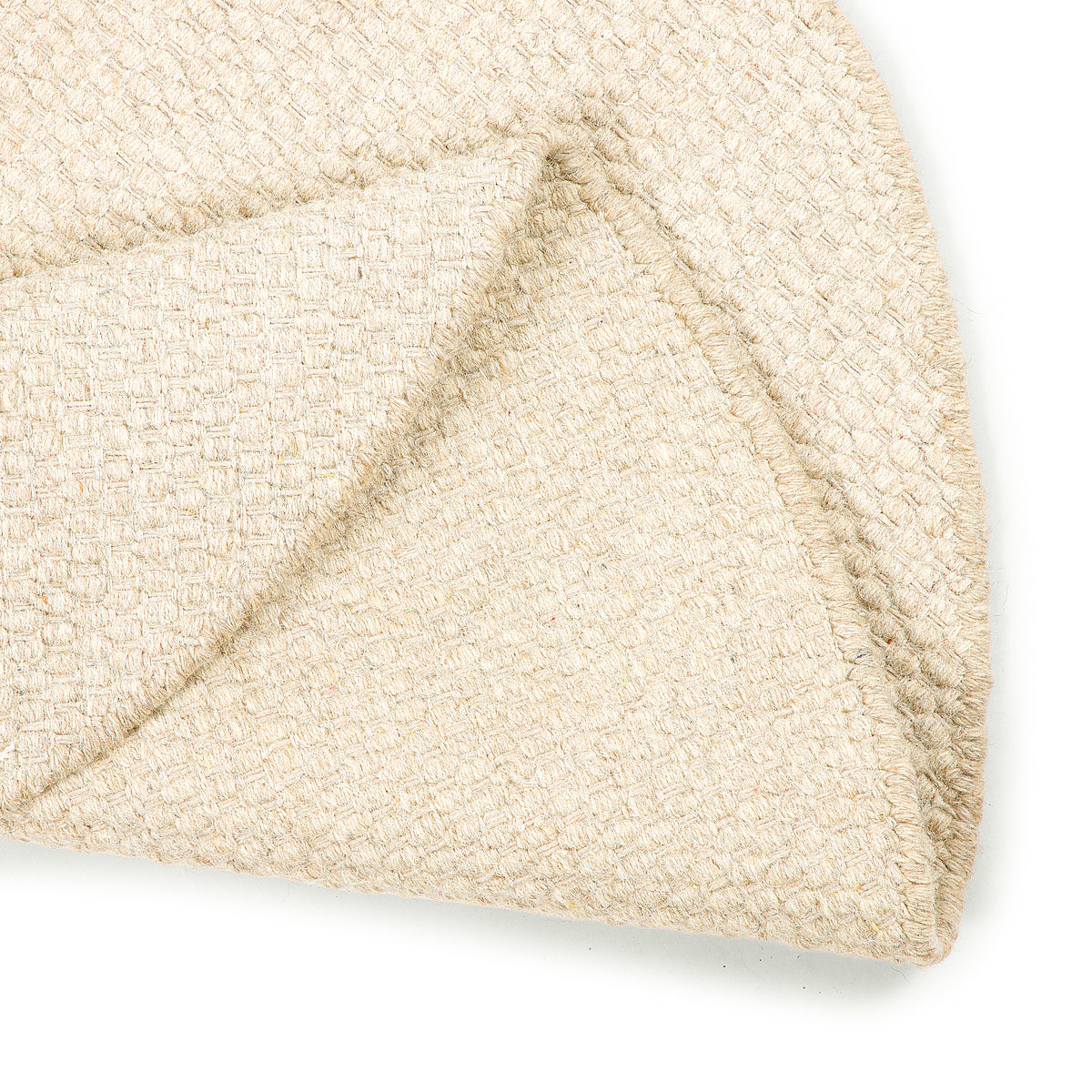 Handgewebter Punja-Dhurrie Teppich in Beige mit sichtbarer Flachgewebe-Struktur