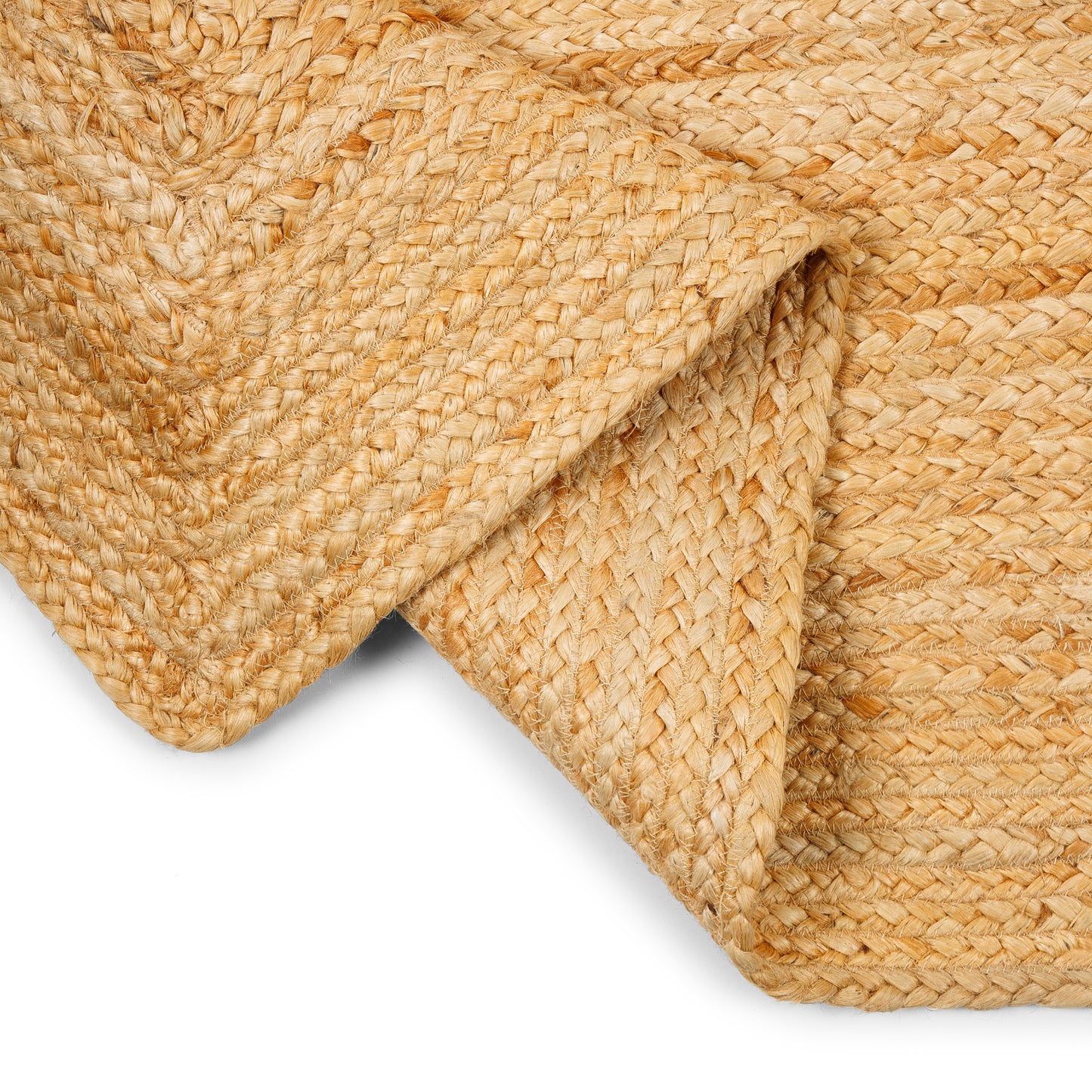 Rechteckiger Jute Teppich Natur | Boho Teppich mit Rahmenmuster