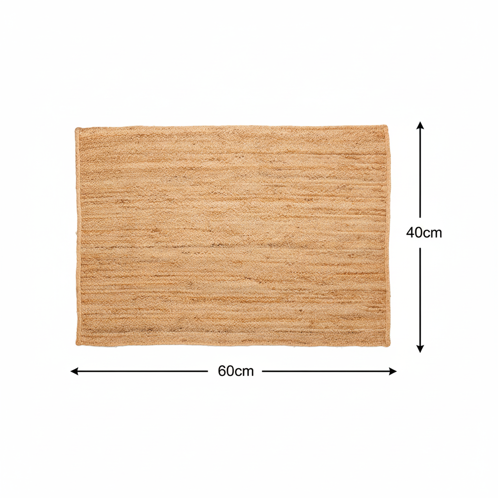 Rechteckiger Jute Teppich Natur | Boho Teppich mit Linienmuster