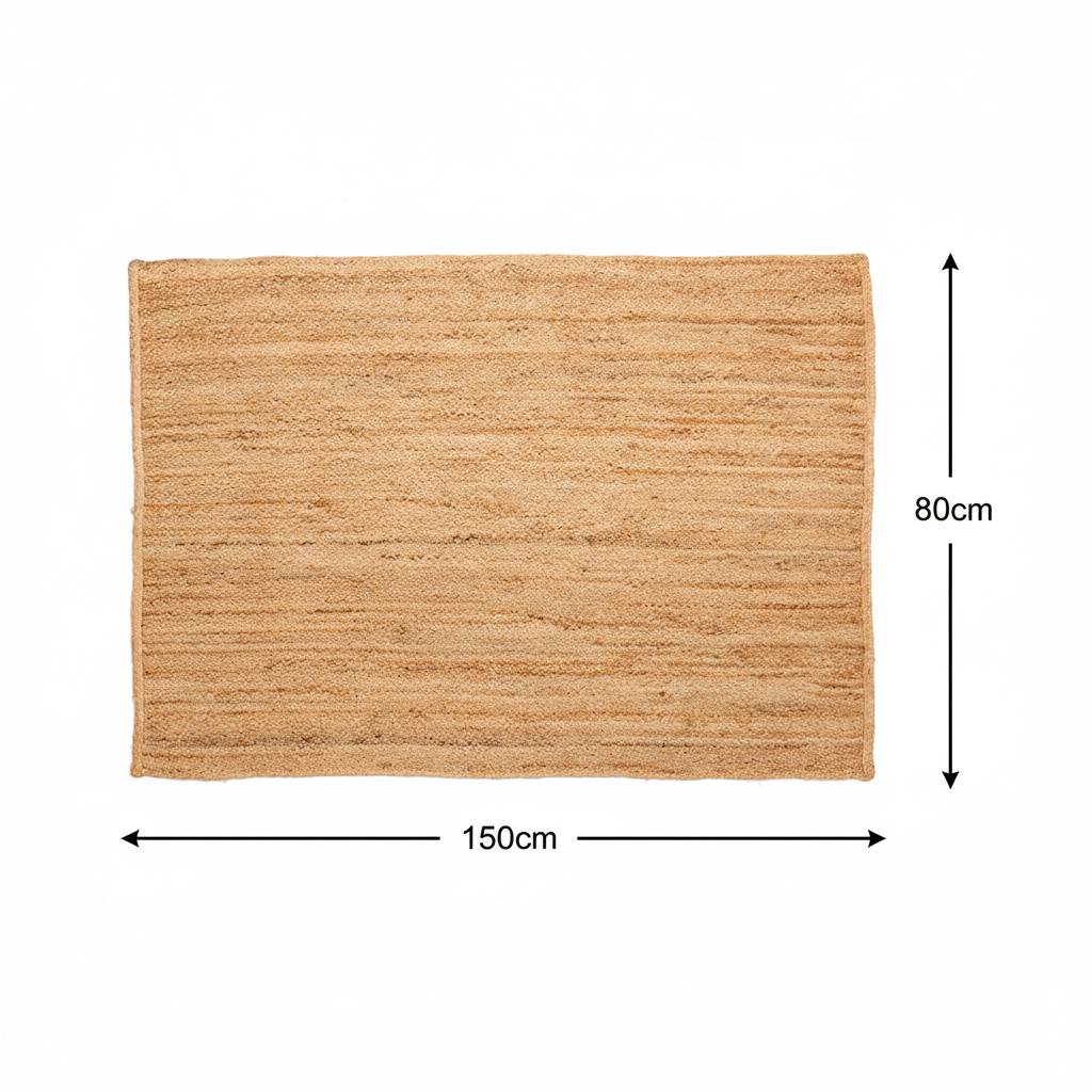 Rechteckiger Jute Teppich Natur | Boho Teppich mit Linienmuster