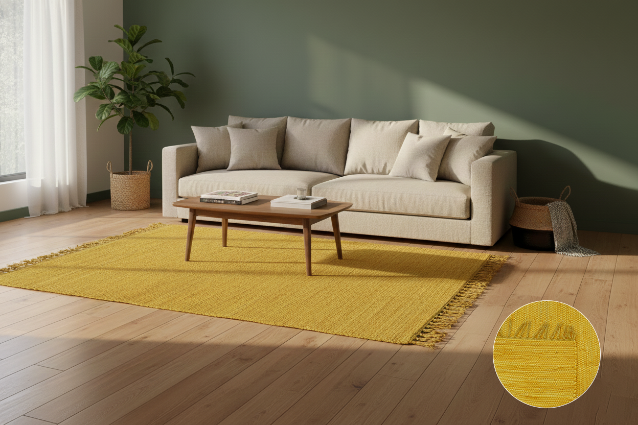 Chindi Baumwollteppich – Handgewebter Teppich aus recycelten Stoffen für Wohnzimmer & Schlafzimmer