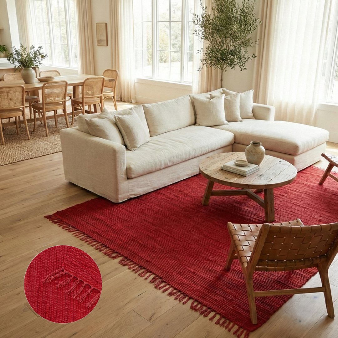 Chindi Baumwollteppich – Handgewebter Teppich aus recycelten Stoffen für Wohnzimmer & Schlafzimmer