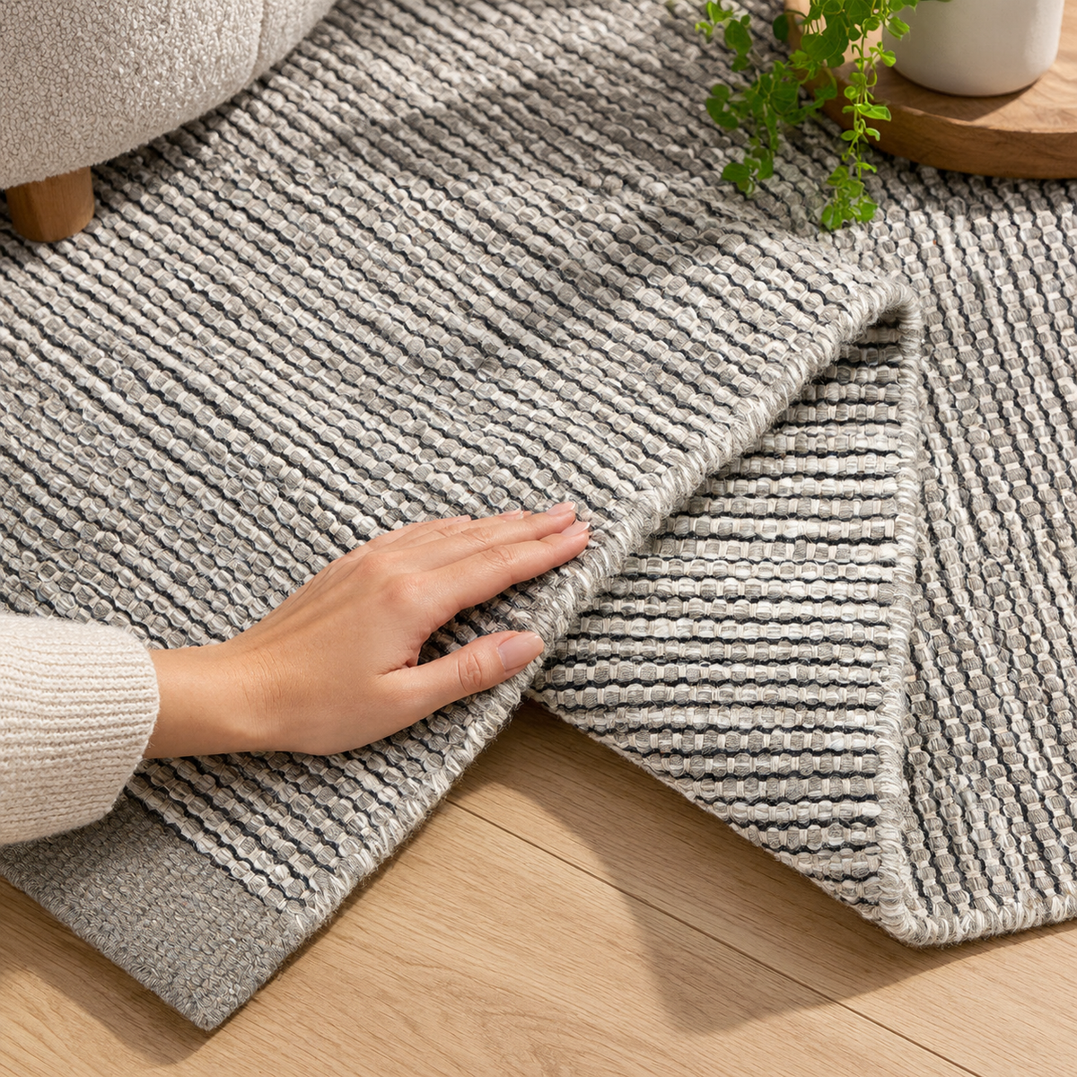 Handgewebter Punja-Dhurrie Teppich – Traditioneller Flachgewebe-Teppich für Wohnzimmer, Schlafzimmer und Essbereich