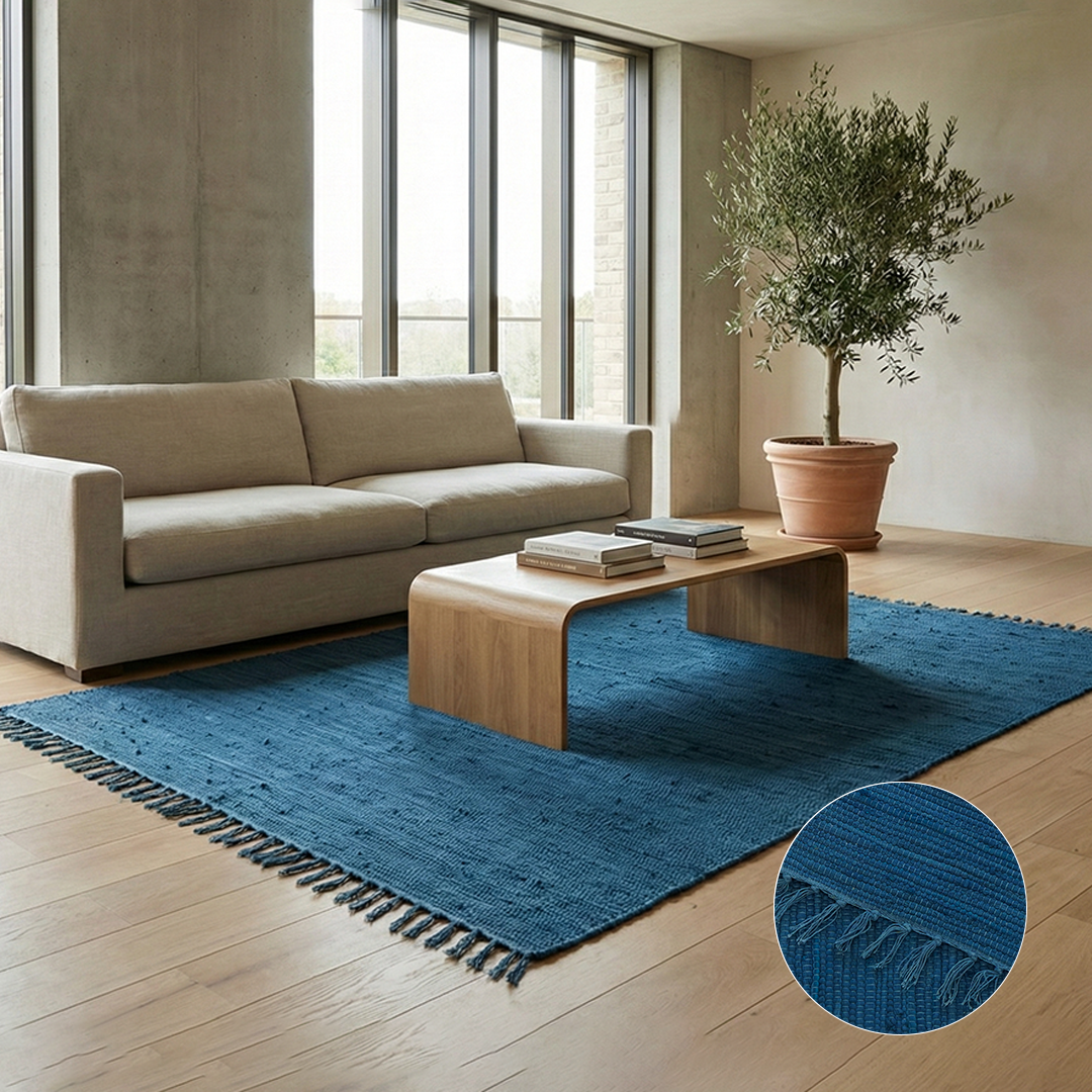 Chindi Baumwollteppich – Handgewebter Teppich aus recycelten Stoffen für Wohnzimmer & Schlafzimmer