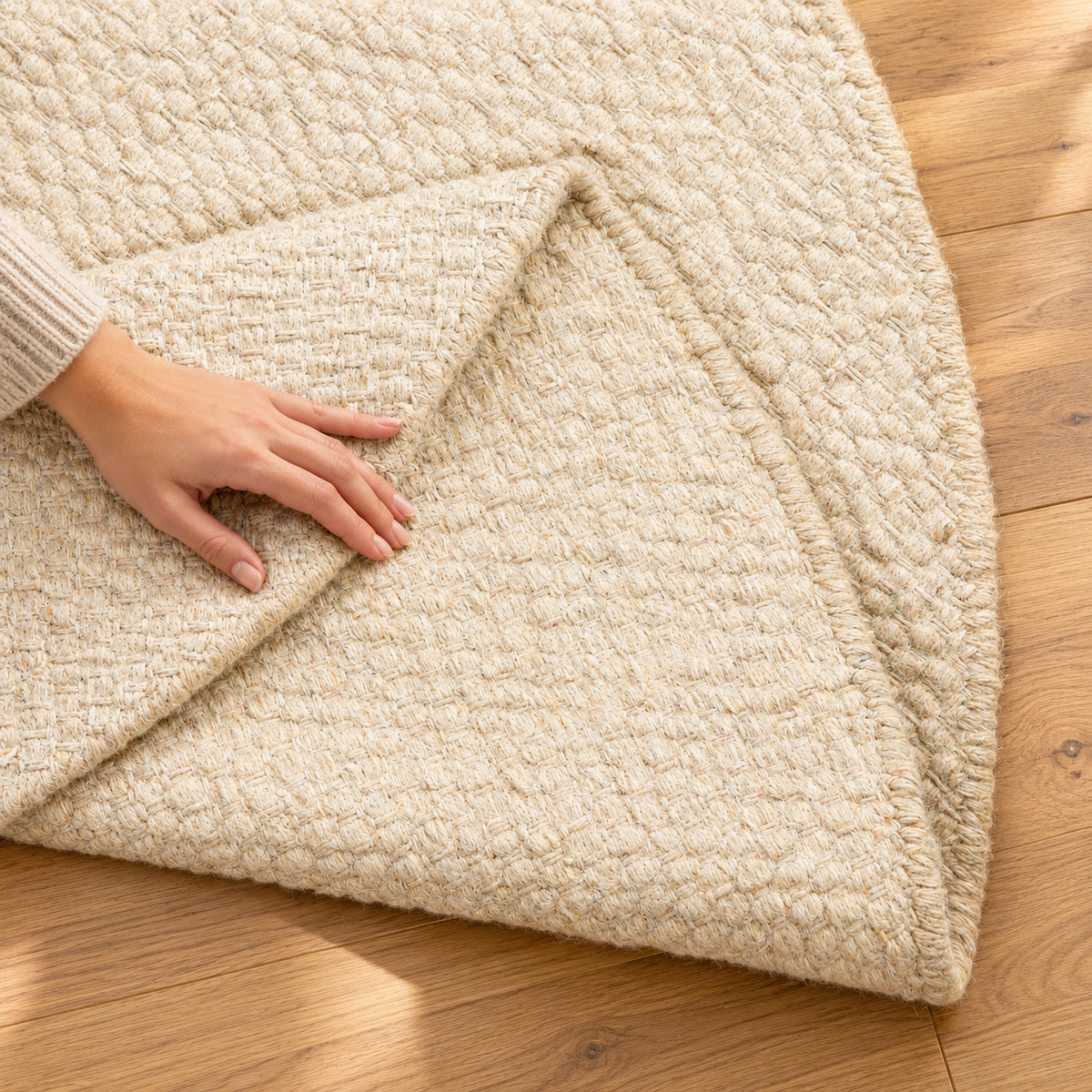 Handgewebter Punja-Dhurrie Teppich – Traditioneller Flachgewebe-Teppich für Wohnzimmer, Schlafzimmer und Essbereich